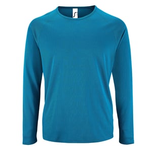 SOLS Heren Sportief T-Shirt met lange mouwen (Aqua)