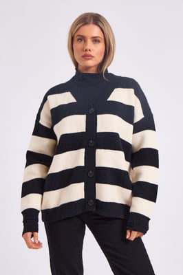 Stripe oversized cardigan med knapp