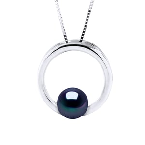 CIRCLE zoetwater parel Rond 8-9 mm Black 925