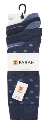 Farah - 5-pack Heren Dun Ademend Klassiek Polka Dot Patroon Zachte Katoenen Kousen - FCS273DENTEL (Polka Dot)
