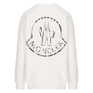 Moncler gedetailleerd logo op de achterkant van het witte sweatshirt