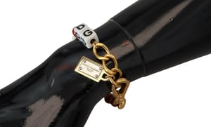 Dolce & Gabbana Guldkedja Bronspärlad Hummerlås Logotyp Kvinnors Armband