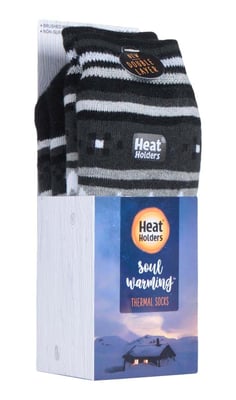 Mens Nordic Patterned Non Slip Thermal Slipper Socks with Grippers