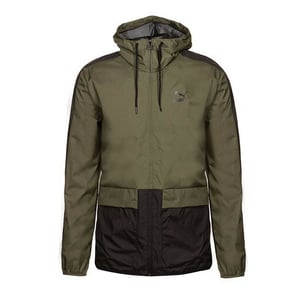 Puma Graphic Logo Långärmad Zip Up Grön Svart Herr Hooded Jacka 573316 14