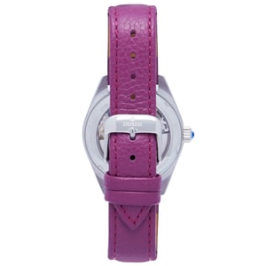 Empress Magnolia Automatic MOP Skeleton Dial Leather-Band Watch