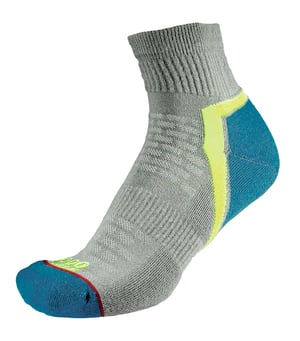 1000 Mile - Ladies Active Quarter Repreve Breathable Socks With Flat Toe Seam - Silver / Teal