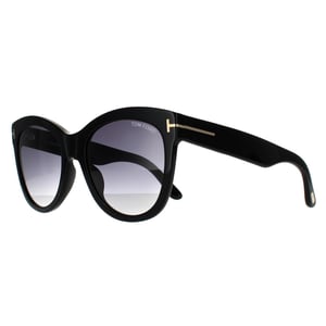 Tom Ford Cat Eye Womens Shiny Black Smoke Gradient