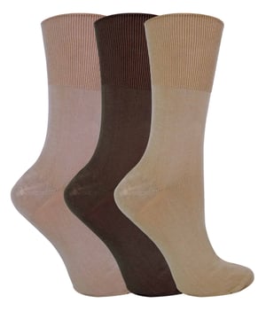 3 Pairs Ladies Anti Odour Loose Wide Top Non Elastic Bamboo Socks