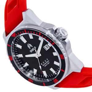 Shield Reef Bandhorloge met datum - rood