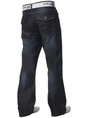 Kruze Mens Bootcut Denim Jeans