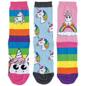 Ladies Striped Rainbow Unicorn Socks | 3 Pairs | Sock Snob