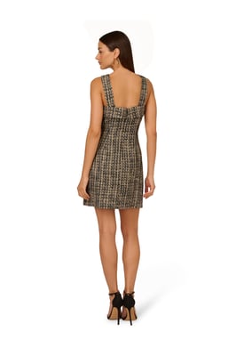 Tweed Sheath Short Dress in Black