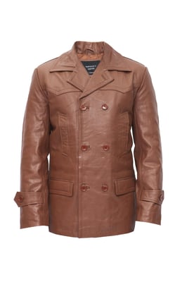 Mens Cowhide Leather Peacoat-Krakaw