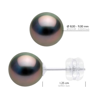 Örhängen - Vitguld 375 - Äkta odlade Tahitipärlor Runda 8-9 mm
