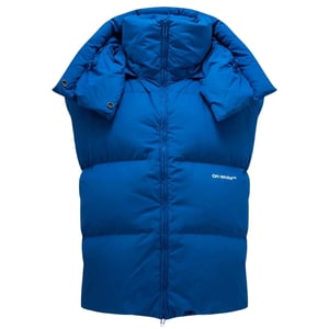 Gebroken wit Bouce gilet met capuchon, pauwblauw donsjack