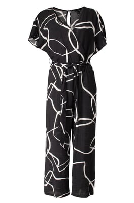 Summer Print Tie Waist Short Sleeve Jumpsuit