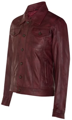 Trucker slim-fit leren overhemd-jeansjack