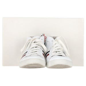 Moncler Monte Carlo Striped High Top Sneakers in White Leather