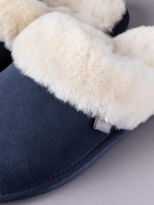 Ladies' Sheepskin Slider Slippers in Navy
