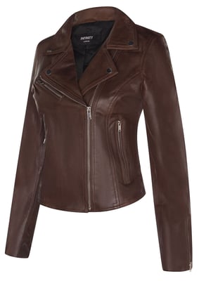 Dames klassiek leren Brando bikerjack-Loughton