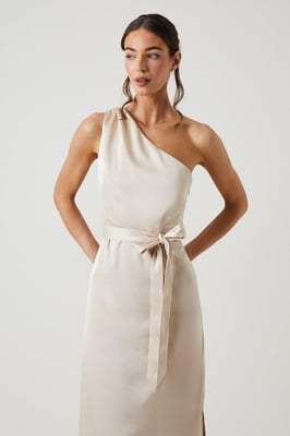 One Shoulder Satin Maxi Bridesmaid Dress