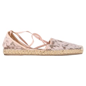 Valentino Garavani Bloemenkant Zelfstrik Espadrilles in Roze Polyester