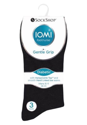 Mens 6 pack non elastic diabetic socks with hand linked toe seams