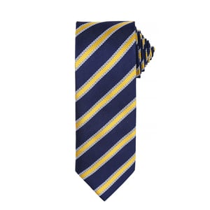 Premier Mens Waffle Stripe Formal Business Tie (Pack of 2) (Navy/Gold)