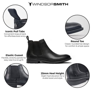 Windsorsmith Zwart Leren Chelsea Enkellaarzen - Sergio