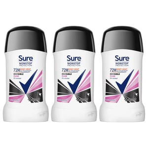 Sure Women Invisible Pure Antiperspirant Stick 72H Nonstop Protection, 3x50ml