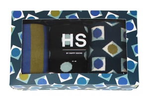 HS by Happy Socks - Mens 3 Pack Novelty Gift Box Dress Socks - Square