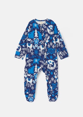 Andreas Navy Scandi Print Onsie and Hat
