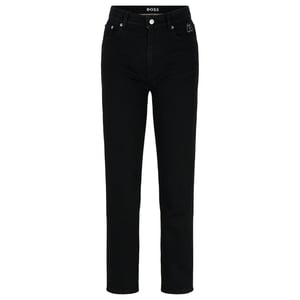 Women's Boss Straight-Fit Cropped Jeans in Black