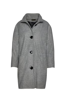 Wol Grijze Mantel met Opstaande Kraag van Conquista Fashion
