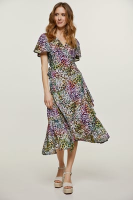 Wikkeljurk met roffeldetails en dierenprint