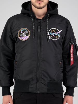 Alpha Industries Men's MA-1 VF Hood Dark Side Bomber Jacket in Black