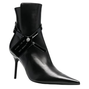 Off-White Nappa Calf Zip Tie Black Ankle Boots