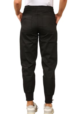 MYT Womens Elasticated Waist Cotton Cuffed Broek in Zwart