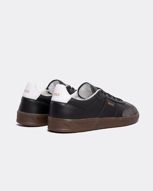 BOSS Orange Brandon heren schoenen van leer en suède met in reliëf aangebrachte logo's