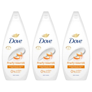 Dove Fruity Nourish Body Wash 0% Sulfate SLES for Soft & Smooth Skin 720ml, 3pk