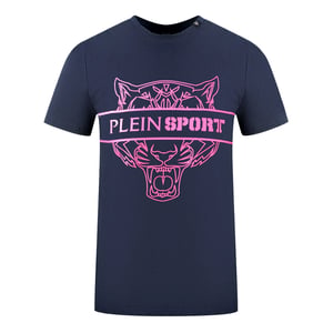 Plein Sport Tigerhead Bold Logo Navy Blue T-Shirt