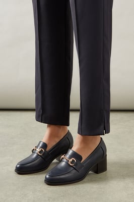 Wide Fit Lydia Snaffle Trim Apron Front Medium Heeled Loafers