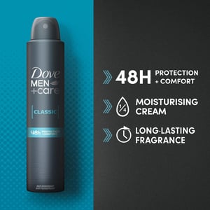 Dove Men+Care Classic Antiperspirant with 48H Sweat Protection Deo 200ml, 3 Pack