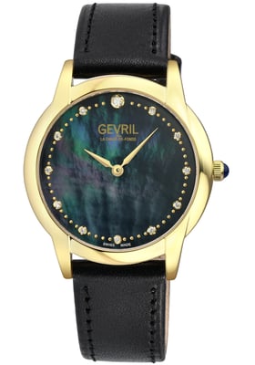 Gevril Airolo Swiss Diamond 13027 Leather Swiss Quartz Watch