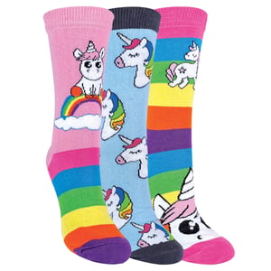 Ladies Striped Rainbow Unicorn Socks | 3 Pairs | Sock Snob