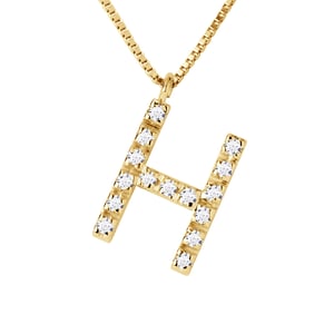 Ketting Diamonds 0.07 Cts alfabet letter "M" Yellow Gold 18 Karaat