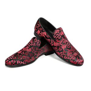Penny Loafers för herr med elegant jacquard Röd