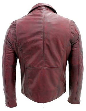 Slim Fit Brando Style Cross Zip Leather Biker Jacket