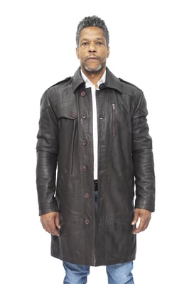 Heren lederen trenchcoat-Hamburg