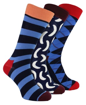 HS by Happy Socks - Mens 3 Pack Classic Argyle Dress Socks - Argyle (Red)